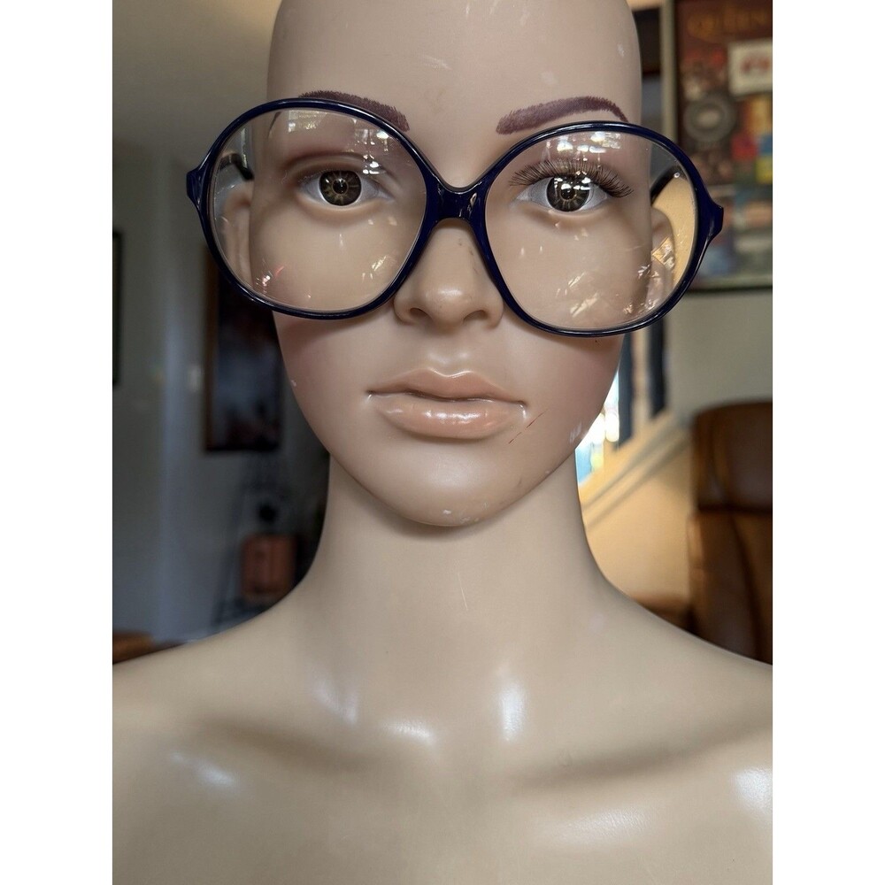 Vintage LUGENE Blue Oversized Sunglasses Made In FRANCE 70s